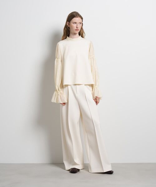 LANVIN en Bleu(ランバンオンブルー)の「ギャザースリーブコンビカットソー(Tシャツ/カットソー・レディース・ブラック/オフホワイト・38)」の3枚目の写真