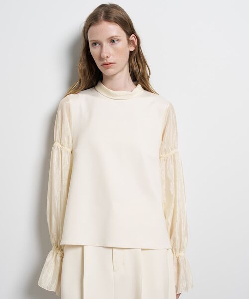 LANVIN en Bleu(ランバンオンブルー)の「ギャザースリーブコンビカットソー(Tシャツ/カットソー・レディース・ブラック/オフホワイト・38)」の6枚目の写真