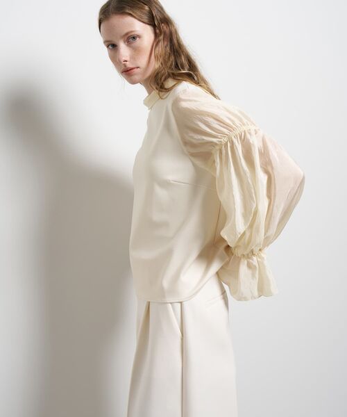 LANVIN en Bleu(ランバンオンブルー)の「ギャザースリーブコンビカットソー(Tシャツ/カットソー・レディース・ブラック/オフホワイト・38)」の7枚目の写真