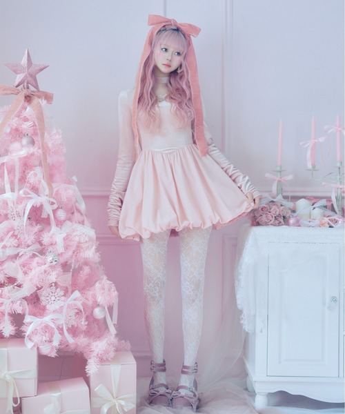 Fiorforte(フィオルフォルテ)の「velour balloon onepiece(ワンピース・レディース・ブラック/ピンク・FREE)」の7枚目の写真