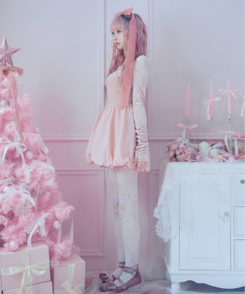 Fiorforte(フィオルフォルテ)の「velour balloon onepiece(ワンピース・レディース・ブラック/ピンク・FREE)」の8枚目の写真