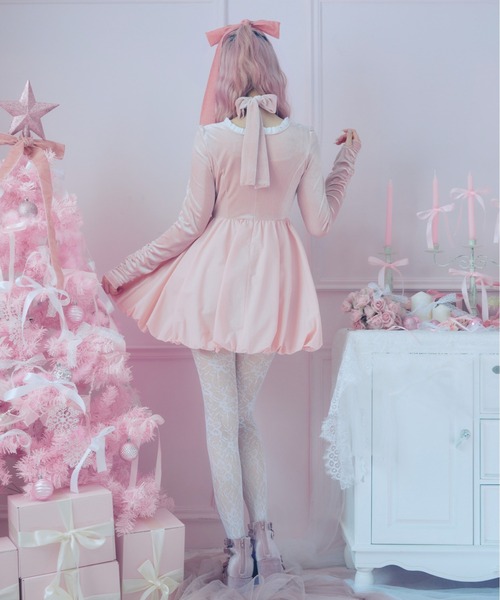 Fiorforte(フィオルフォルテ)の「velour balloon onepiece(ワンピース・レディース・ブラック/ピンク・FREE)」の9枚目の写真