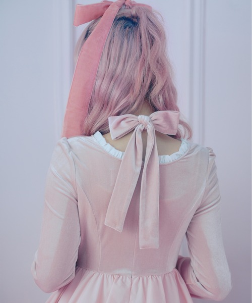 Fiorforte(フィオルフォルテ)の「velour balloon onepiece(ワンピース・レディース・ブラック/ピンク・FREE)」の4枚目の写真