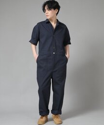 SAINTCREW（セントクルー）の「Center Button & Zip-Up Tapered Short-Sleeve Jumpsuit CBZ-513 Navy（つなぎ/オールインワン・メンズ）」