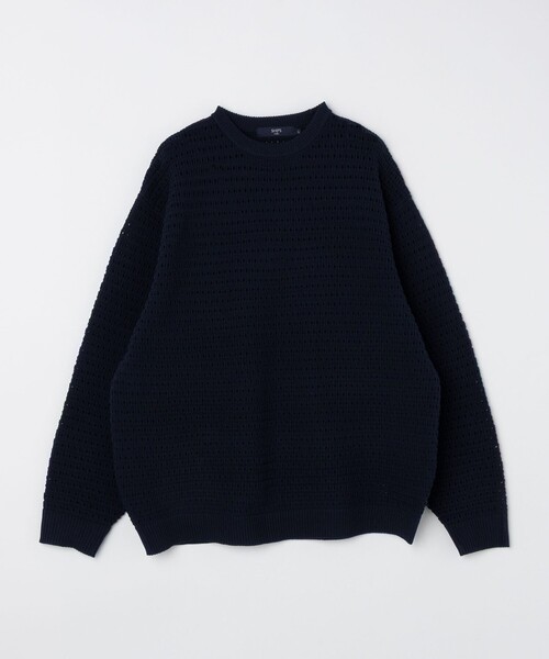 SHIPS Colors（シップス カラーズ）の「SHIPS Colors:〈洗濯機可能〉スポンジ メッシュ ニット◇（ニット/セーター・メンズ・ブラウン/ライトグレー/ネイビー・MEDIUM/X-LARGE/LARGE）」の5枚目の写真