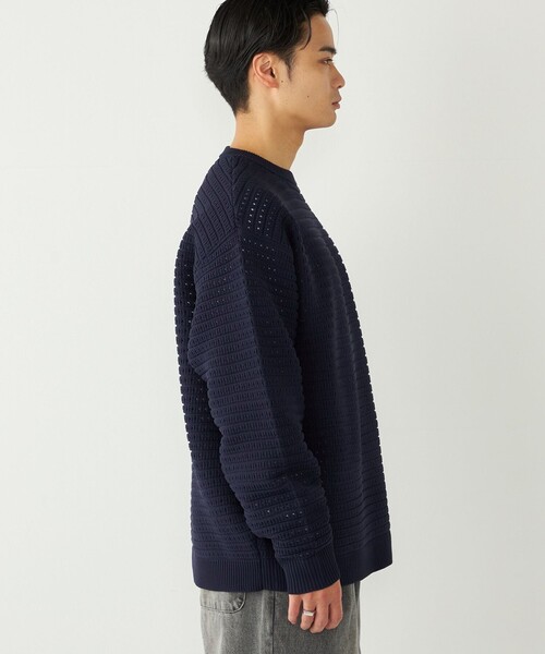 SHIPS Colors（シップス カラーズ）の「SHIPS Colors:〈洗濯機可能〉スポンジ メッシュ ニット◇（ニット/セーター・メンズ・ブラウン/ライトグレー/ネイビー・MEDIUM/X-LARGE/LARGE）」の17枚目の写真