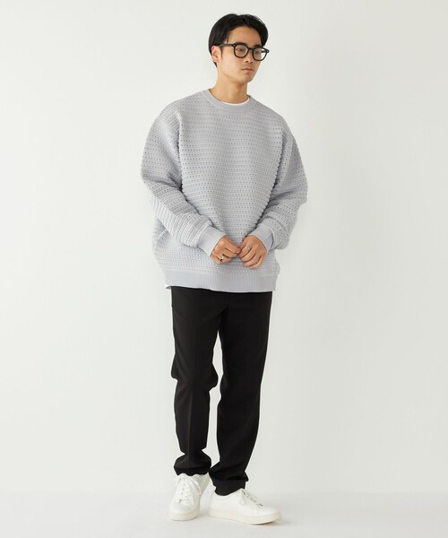 SHIPS Colors（シップス カラーズ）の「SHIPS Colors:〈洗濯機可能〉スポンジ メッシュ ニット◇（ニット/セーター・メンズ・ブラウン/ライトグレー/ネイビー・MEDIUM/X-LARGE/LARGE）」の18枚目の写真