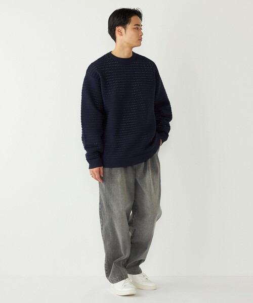 SHIPS Colors（シップス カラーズ）の「SHIPS Colors:〈洗濯機可能〉スポンジ メッシュ ニット◇（ニット/セーター・メンズ・ブラウン/ライトグレー/ネイビー・MEDIUM/X-LARGE/LARGE）」の20枚目の写真