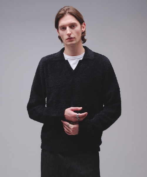 Regen Glanz(レーゲングランツ)の「skipper feather knit / スキッパーフェザーニット(ニット/セーター・メンズ・ワインレッド/ブラウン系その他/ブラック・SMALL/MEDIUM/LARGE)」の4枚目の写真