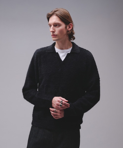 Regen Glanz(レーゲングランツ)の「skipper feather knit / スキッパーフェザーニット(ニット/セーター・メンズ・ワインレッド/ブラウン系その他/ブラック・SMALL/MEDIUM/LARGE)」の5枚目の写真