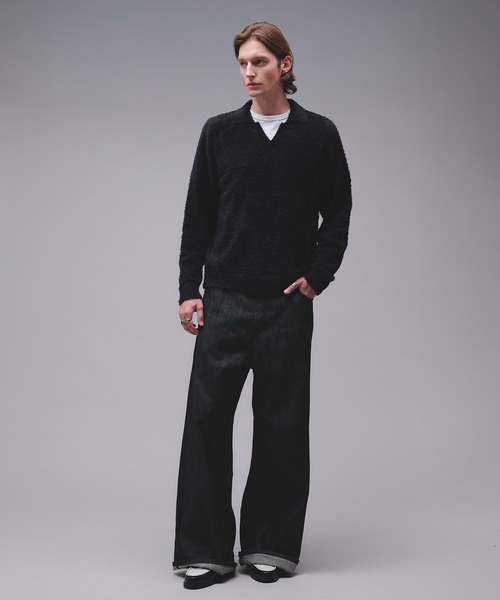 Regen Glanz(レーゲングランツ)の「skipper feather knit / スキッパーフェザーニット(ニット/セーター・メンズ・ワインレッド/ブラウン系その他/ブラック・SMALL/MEDIUM/LARGE)」の6枚目の写真