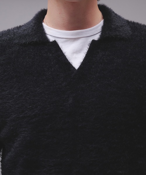 Regen Glanz(レーゲングランツ)の「skipper feather knit / スキッパーフェザーニット(ニット/セーター・メンズ・ワインレッド/ブラウン系その他/ブラック・SMALL/MEDIUM/LARGE)」の14枚目の写真