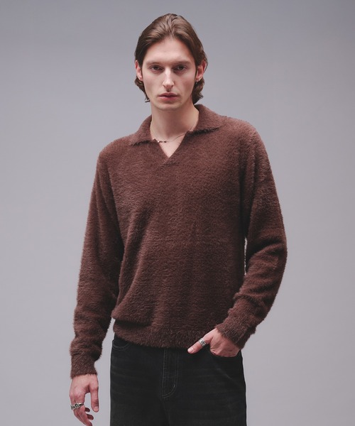 Regen Glanz(レーゲングランツ)の「skipper feather knit / スキッパーフェザーニット(ニット/セーター・メンズ・ワインレッド/ブラウン系その他/ブラック・SMALL/MEDIUM/LARGE)」の15枚目の写真