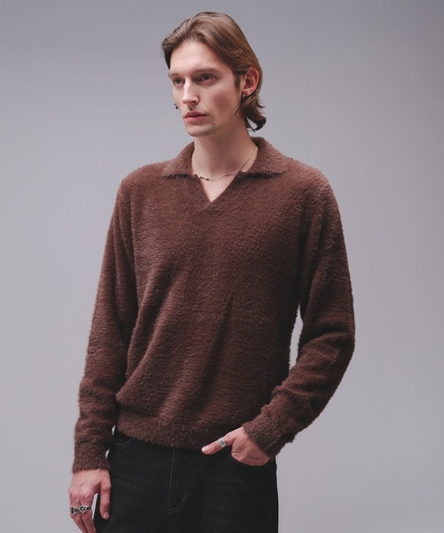 Regen Glanz(レーゲングランツ)の「skipper feather knit / スキッパーフェザーニット(ニット/セーター・メンズ・ワインレッド/ブラウン系その他/ブラック・SMALL/MEDIUM/LARGE)」の16枚目の写真