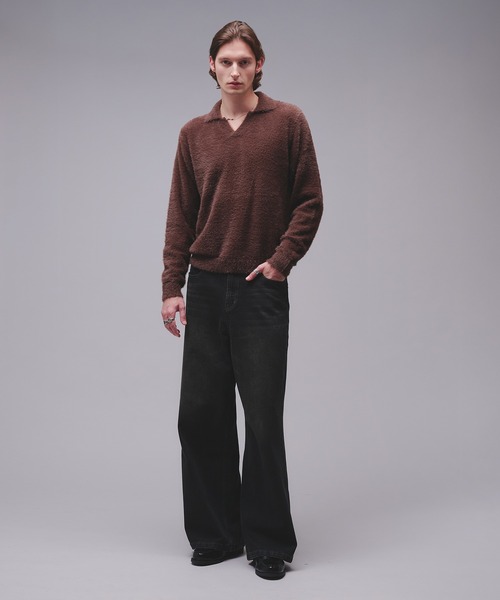 Regen Glanz(レーゲングランツ)の「skipper feather knit / スキッパーフェザーニット(ニット/セーター・メンズ・ワインレッド/ブラウン系その他/ブラック・SMALL/MEDIUM/LARGE)」の20枚目の写真