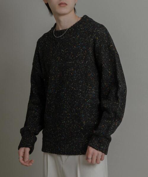 SENSE OF PLACE by URBAN RESEARCH（センスオブプレイスバイアーバンリサーチ）の「『洗濯可』カラーネップニットプルオーバー（ニット/セーター・メンズ・アイボリー/ブラック/ブラウン・MEDIUM/LARGE）」の3枚目の写真