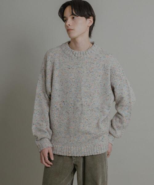 SENSE OF PLACE by URBAN RESEARCH（センスオブプレイスバイアーバンリサーチ）の「『洗濯可』カラーネップニットプルオーバー（ニット/セーター・メンズ・アイボリー/ブラック/ブラウン・MEDIUM/LARGE）」の4枚目の写真