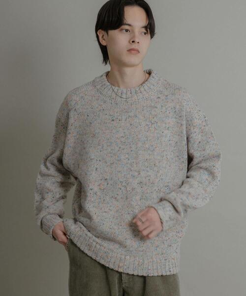 SENSE OF PLACE by URBAN RESEARCH（センスオブプレイスバイアーバンリサーチ）の「『洗濯可』カラーネップニットプルオーバー（ニット/セーター・メンズ・アイボリー/ブラック/ブラウン・MEDIUM/LARGE）」の5枚目の写真