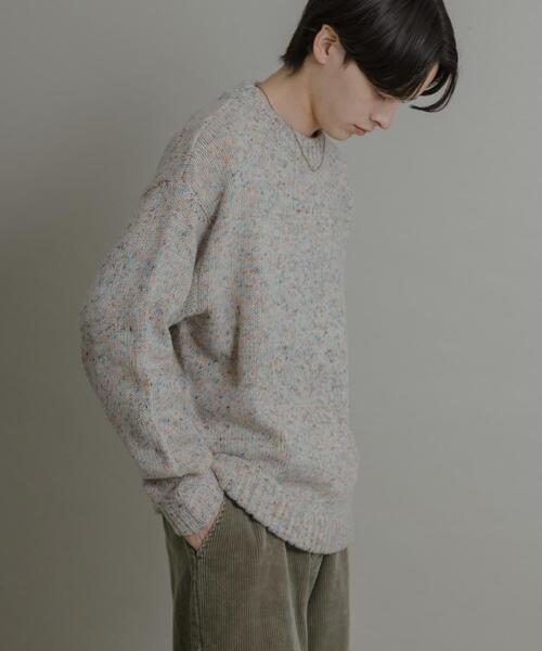 SENSE OF PLACE by URBAN RESEARCH（センスオブプレイスバイアーバンリサーチ）の「『洗濯可』カラーネップニットプルオーバー（ニット/セーター・メンズ・アイボリー/ブラック/ブラウン・MEDIUM/LARGE）」の9枚目の写真