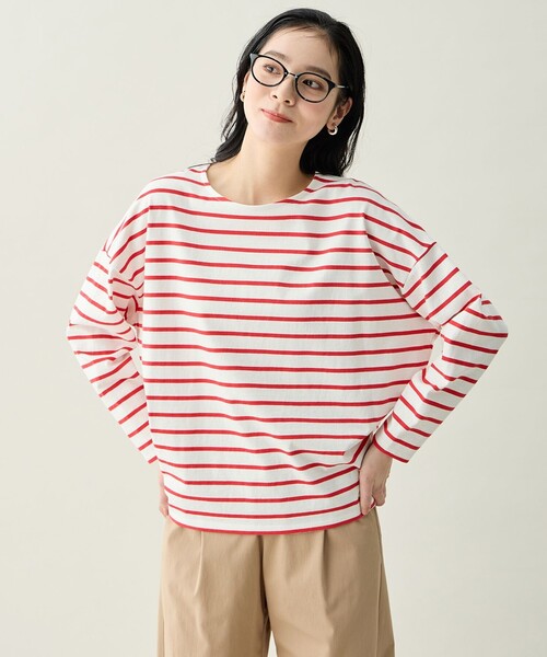 ANY(エニィ)の「コクーンボーダープルオーバー(Tシャツ/カットソー・レディース・ダルブルー系2/ライトイエロー系2/レッド系2/ブラック系2・F)」の12枚目の写真