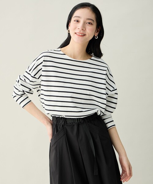 ANY(エニィ)の「コクーンボーダープルオーバー(Tシャツ/カットソー・レディース・ダルブルー系2/ライトイエロー系2/レッド系2/ブラック系2・F)」の19枚目の写真