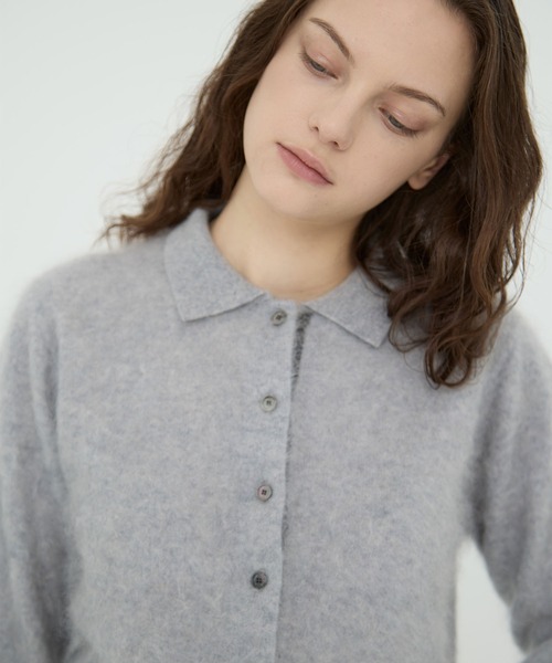 CINOH(チノ)の「【CINOH/チノ】別注 CASHMERE CARDIGAN/カシミヤカーディガン/シャギーニット(カーディガン/ボレロ・レディース・ネイビー/グレー・38)」の7枚目の写真
