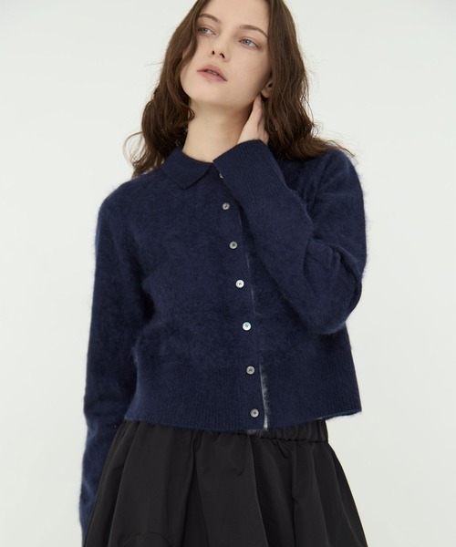 CINOH(チノ)の「【CINOH/チノ】別注 CASHMERE CARDIGAN/カシミヤカーディガン/シャギーニット(カーディガン/ボレロ・レディース・ネイビー/グレー・38)」の11枚目の写真