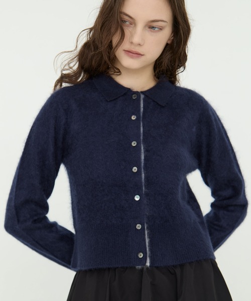 CINOH(チノ)の「【CINOH/チノ】別注 CASHMERE CARDIGAN/カシミヤカーディガン/シャギーニット(カーディガン/ボレロ・レディース・ネイビー/グレー・38)」の12枚目の写真