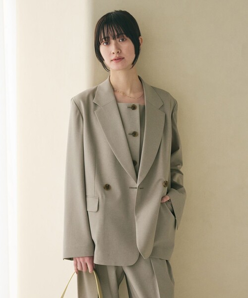 United Arrows ダブルジャケット ベージュ 46 テーラード ダブルジャケット 吸水速乾 防シワ UV（テーラード