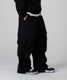 EXCURSE（エクスカース）の「ピッチワイドカーゴパンツブラック（スウェットパンツ）」