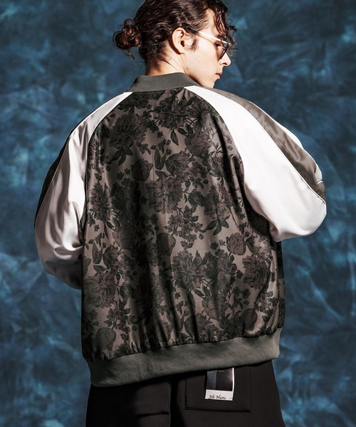 Jih Nunc(ジーヌンク)の「mj11349- フラワープリントルーズシルエットスカジャン(JIH-R1145)(スカジャン・メンズ・ベージュ/ブラック・M/S/L)」の3枚目の写真