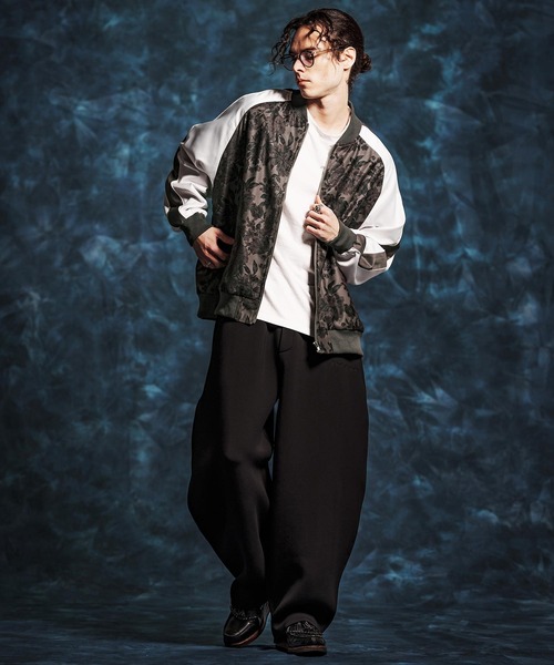 mj11349- フラワープリントルーズシルエットスカジャン(JIH-R1145