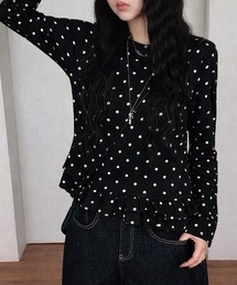 SHEENA（シーナ）の「ソフトタッチドットフリルトップス（Tシャツ/カットソー）」