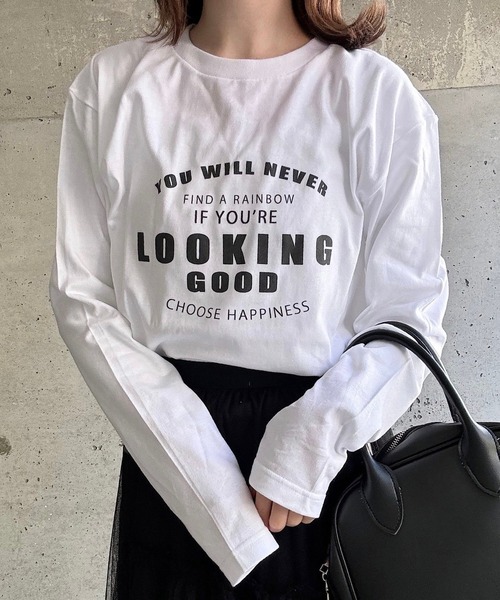 etta(エタ)の「ロゴ英字プリントロンT/長袖Tシャツ(Tシャツ/カットソー・レディース・ホワイト・MEDIUM/LARGE/SMALL)」の2枚目の写真
