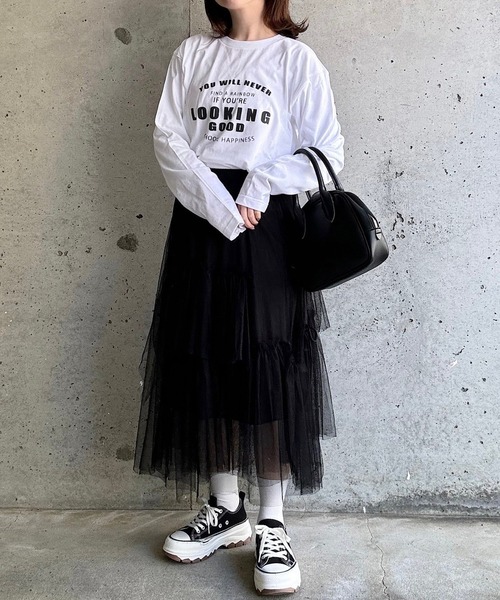 etta(エタ)の「ロゴ英字プリントロンT/長袖Tシャツ(Tシャツ/カットソー・レディース・ホワイト・MEDIUM/LARGE/SMALL)」の7枚目の写真