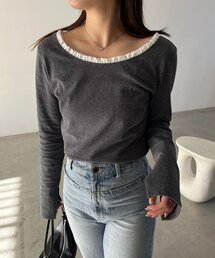 CAPRICIEUX LE'MAGE | 〈C.L〉フリル襟ボートネックTシャツ(Tシャツ/カットソー)