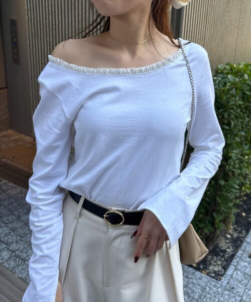 C.L〉フリル襟ボートネックTシャツ（Tシャツ/カットソー）｜CAPRICIEUX