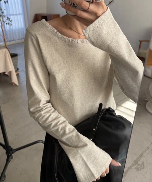 フリル襟ボートネックTシャツ CAPRICIEUX LE'MAGE｜<C.L>フリル襟ボートネックTシャツ | Rakuten