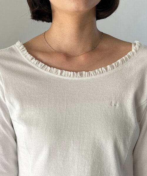 CAPRICIEUX LE'MAGE（カプリシューレマージュ）の「〈C.L〉フリル襟ボートネックTシャツ（Tシャツ/カットソー・レディース・ベージュ系その他/チャコールグレー/ホワイト・FREE）」の9枚目の写真