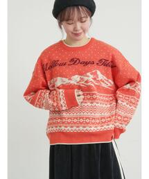 Samansa Mos2 | 山柄ジャカードニット(ニット/セーター)