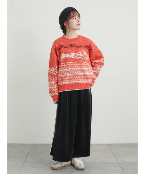 Samansa Mos2（サマンサ モスモス）の「山柄ジャカードニット（ニット/セーター・レディース・チャコールグレー/オレンジ/ブルー/シルバーグレー・F）」の10枚目の写真