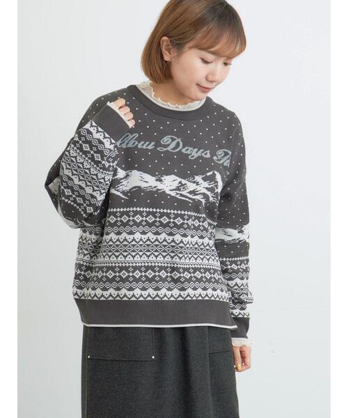 Samansa Mos2（サマンサ モスモス）の「山柄ジャカードニット（ニット/セーター・レディース・チャコールグレー/オレンジ/ブルー/シルバーグレー・F）」の11枚目の写真