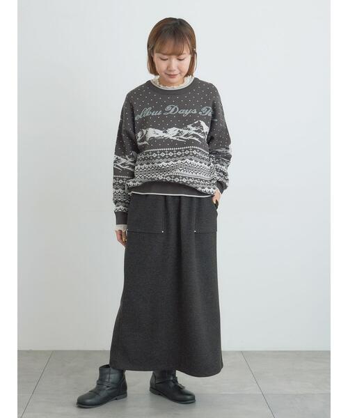Samansa Mos2（サマンサ モスモス）の「山柄ジャカードニット（ニット/セーター・レディース・チャコールグレー/オレンジ/ブルー/シルバーグレー・F）」の15枚目の写真