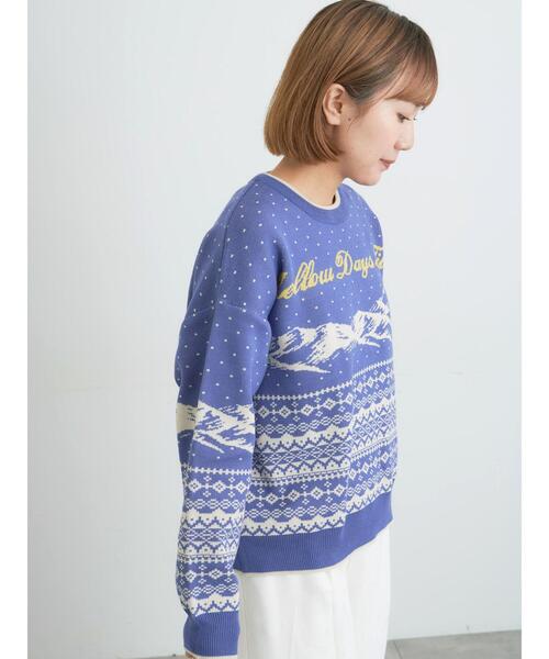 Samansa Mos2（サマンサ モスモス）の「山柄ジャカードニット（ニット/セーター・レディース・チャコールグレー/オレンジ/ブルー/シルバーグレー・F）」の19枚目の写真