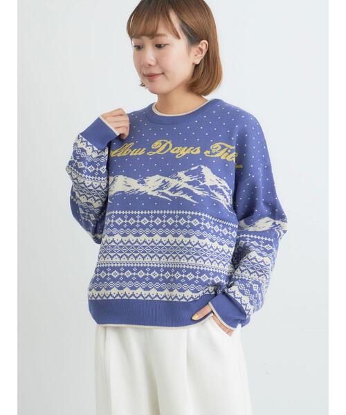 Samansa Mos2（サマンサ モスモス）の「山柄ジャカードニット（ニット/セーター・レディース・チャコールグレー/オレンジ/ブルー/シルバーグレー・F）」の20枚目の写真
