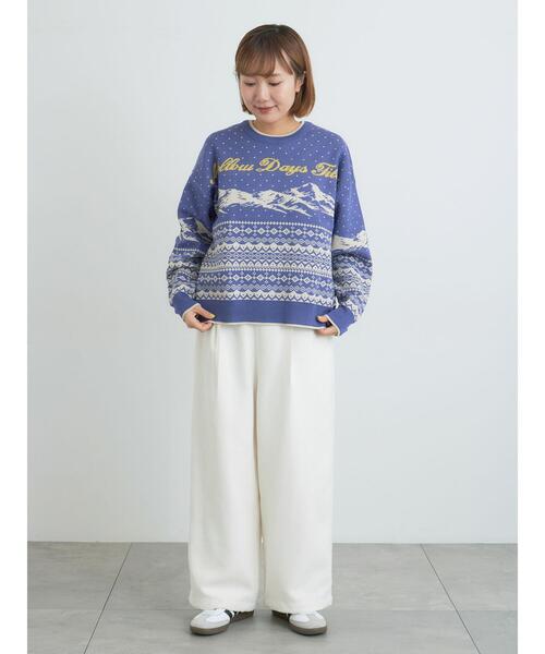 Samansa Mos2（サマンサ モスモス）の「山柄ジャカードニット（ニット/セーター・レディース・チャコールグレー/オレンジ/ブルー/シルバーグレー・F）」の21枚目の写真