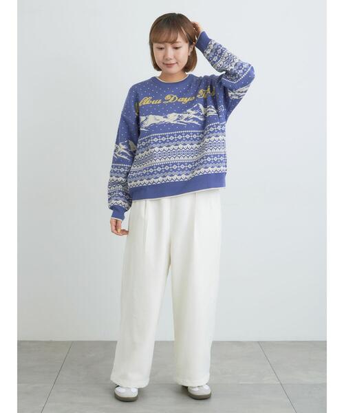 Samansa Mos2（サマンサ モスモス）の「山柄ジャカードニット（ニット/セーター・レディース・チャコールグレー/オレンジ/ブルー/シルバーグレー・F）」の22枚目の写真