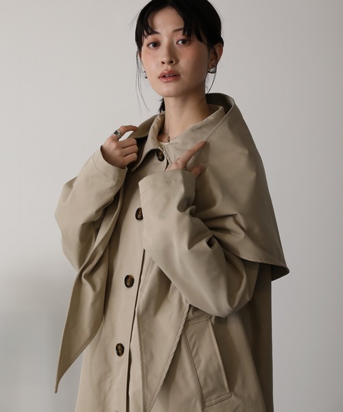 shetila(シェティラ)の「スカーフ付き 2WAY ステンカラーコート(ステンカラーコート・レディース・アイボリー/ブラック/ベージュ・M)」の17枚目の写真