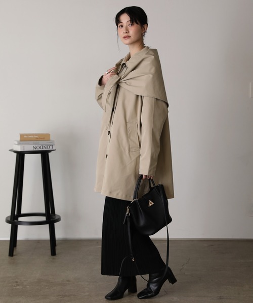 shetila(シェティラ)の「スカーフ付き 2WAY ステンカラーコート(ステンカラーコート・レディース・アイボリー/ブラック/ベージュ・M)」の19枚目の写真