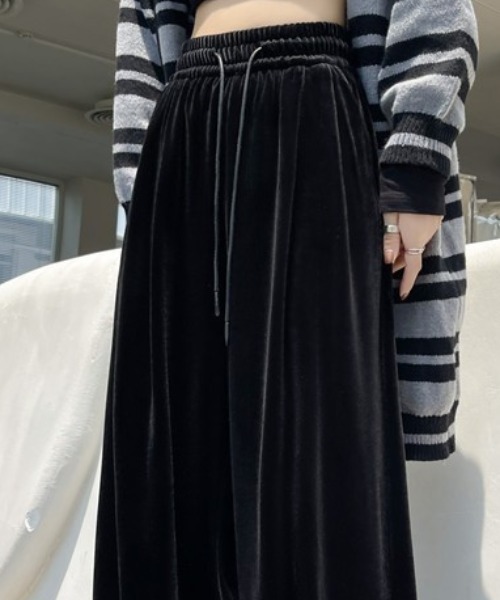 gossip!ロサンゼルス(ゴシップロサンゼルス)の「ドロスト イージーベロアパンツ(その他パンツ・レディース・ネイビー/ブラウン/ブラック・FREE)」の6枚目の写真